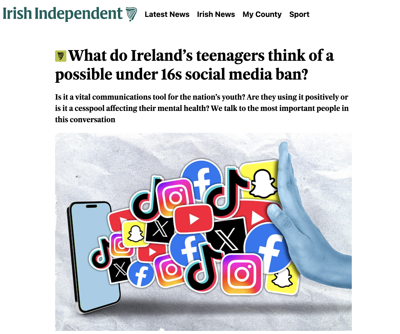Professor Kevin Curran, Ulster University in an interview with the Irish Independent on the nuances behind a possible social media ban in Ireland.