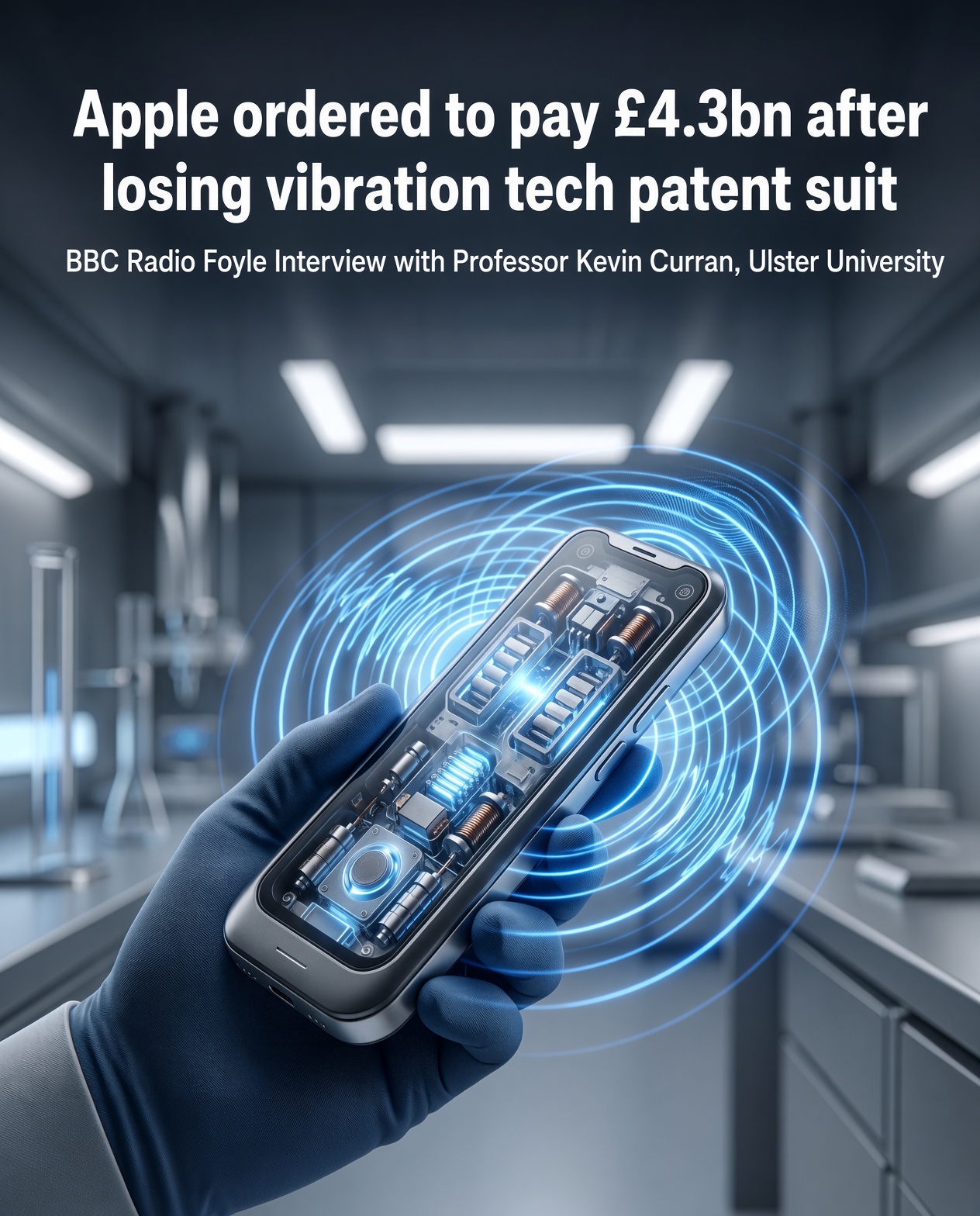 Professor Kevin Curran, Ulster University in an interview with BBC Radio Foyle on Apple been ordered to pay £4.3bn in damages after a US jury found it had used another firm's tech without permission.